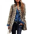 Abcelit Women Fall Jacket Women Fashion Leopard Printed Sexy Winter Warm Wide Female Jackets Wind Cardigan Long Coat