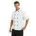 TopTie Short Sleeve Chef Jacket Kitchen Cook Coat Stripe Uniforms-White-XL