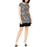 Connected Apparel Womens Petites Printed Casual Shift Dress
