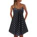 Nlife Women Polka Dots Printed Scoop Neck Sleeveless Cami Mini Dress