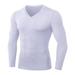 Autumn And Winter Men's Plus Velvet V-neck Fitness Long-sleeved PRO Tight Training Suit High-elastic Running Sports Shirt Men's T-shirt