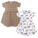 Hudson Baby Baby and Toddler Girl Cotton Dresses, Modern Pink Safari, 3-6 Months