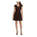 KENSIE Womens Black Embroidered Floral Cap Sleeve V Neck Short Fit + Flare Party Dress Size 2