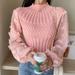 Sweet Puff Sleeve Sweaters Women Round Neck Tight Slim Short Pullovers Female Long Sleeve Cozy Kobieta Swetry Pull Femme Hiver