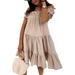 Sexy Dance Ruffle Hem Flutter Sleeve Dresses For Women Beach Hoilday Casual Mini Swing T-Shirt Dress A Line Swing Flared Skater Cocktail Party Dress