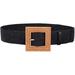 Fashion Straw Woven Elastic Belt Skinny Dress Belts for Women Stretch Waist Band Wood Buckle Belt