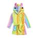 Owl's-Yard Childrenâ€™s Long-sleeved Flannel Bath Robe, Rainbow Unicorn Hooded Bathrobe, Toddler Home Bathing Suits CQH