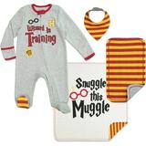 Harry Potter Harry Potter Harry Potter Baby Boys 4 Piece Outfit Set: Sleep N' Play Coverall Bib Blanket Burp Cloth 0-6 Months