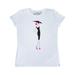 Inktastic French Girl, Fashion Girl, Pink Hair, Black Dress Adult Women's T-Shirt Female White L
