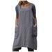 Follure Women Cotton Linen Pinafore Square Cross Apron Garden Work Pinafore Dress