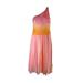 Laundry By Shelli Segal Womens Pink Multi One-Shoulder Chiffon Dress 10