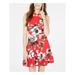 SPEECHLESS Womens Red Zippered Floral Sleeveless Halter Mini Fit + Flare Cocktail Dress Size M