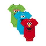 Sesame Street Baby Boy Short Sleeve Bodysuits, 3-Pack