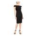 TRINA TURK Womens Black Zippered Solid Off Shoulder Knee Length Body Con Cocktail Dress Size 10