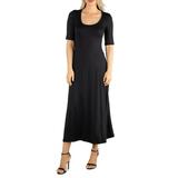 24seven Comfort Apparel Womens Casual Maxi Dress With Sleeves, R011680, Made in USA