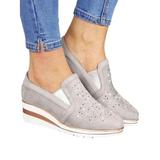 LUXUR Ladies Rhinestone Loafers Ladies Pumps Slip On Flat Wedges Casual Flat Shoes
