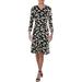 RALPH LAUREN Womens Black Jersey Floral Jersey 3/4 Sleeve V Neck Knee Length Wear To Work Dress Size: 2