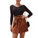 Women High Waist A-line Mini Skirt Button Front Casual Short Skirts with Pocket