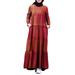 ZANZEA Womens Long Sleeve Muslim Casual Long Dress Tiered Dresses