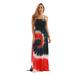 Convertible Tie Dye Smock Chest Maxi Dress (Large, Red White Blue)