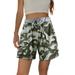 Avamo Women Pockets Yoga Shorts Fitness Workout Gym Short Pants Ladies Sports Running Athletic Jogging Sweatpants S-XXL Navy Green(Camouflage) XL(US 16-18)