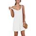 Women Summer Dress Sexy Scoop Neck Tie Shoulder Strap A-Line Skater Swing Mini Dress Sleeveless