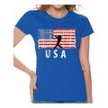 Awkward Styles Baseball USA Women Shirt USA Patriotic Gifts USA Sport T shirt for Women Gifts for Women American Flag Women Tshirt I'm American Pro America T-shirt for Women 4th July Gift