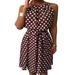 Womens Halter Neck Midi Dress Polka Dot Ruffle Boho Swing Party Summer Midi Dresses