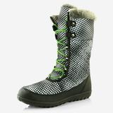 DailyShoes Insulated Winter Boots Women's Comfort Round Toe Snow Boot Winter Warm Ankle Short Quilt Lace Up Flat Bottomed High Boots Eskimo Fur White,dot,Nylon,5, Shoelace Style Lime Green