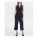 TOMMY HILFIGER Womens Navy Solid Sleeveless Keyhole Capri Jumpsuit Size 4