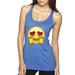 True Way 342 - Women's Tank-Top Emoji Face Heart Eyes Crying With Joy In Love Medium Royal Blue