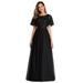 Ever-Pretty Juniors A-line Mesh Ruffle Sleeves Maxi Cocktail Gown for Junior 09043 Black US10