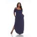 White Mark PS3101-02-1XL Plus Size Lexi Maxi Dress, Navy - 1XL