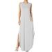 TheMogan Women's PLUS Sleeveless Loose Solid Curved Slit Hem Long Maxi Dress