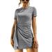 Womenâ€™s Summer Casual T Shirt Dress Crew Neck Ruched Stretchy Sundress Bodycon Short Mini Dress T Shirt Dresses