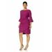 ALEX EVENINGS Womens Purple Embellished Embellished Bell Sleeve Jewel Neck Above The Knee Sheath Cocktail Dress Size 14W