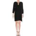 Cupcakes and Cashmere Womens Brandie Lace-Up 3/4 Sleeves Shirtdress Black XS