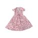 Avamo Women V-neck Holiday Maxi Dress Ladies Short Sleeve Dress Summer Beach Floral Printed Lace Up Wrap Dress Pink XL(US 16-18)