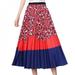 Summer Women Long Pleated Plus Size Skirt Fashion Wild Cartoon Print Skirts Elastic Casual High Waist Skirt