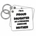 3dRose Im the proud daughter of a freaking awesome mother, black lettering - Key Chains, 2.25 by 2.25-inch, set of 2