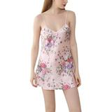 Forzero Summer Leisure Ice Silk Simple Nightdress Suspenders Ladies V-neck Thin Daffodil Home Short Skirt