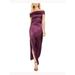 VINCE CAMUTO Womens Purple Ruched Sleeveless Off Shoulder Midi Sheath Evening Dress Size 2