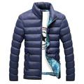 Promotion Clearance Men Retro Solid Color Thick Cotton Winter Stand Collar Down Zipper Bomber Jacket Casual Coat