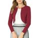 Allegra K Junior's Solid Curved Hem Long Sleeves Crop Shrug Cardigan