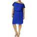 INC Women's Plus Blue Embroidered Off The Shoulder Blouson Dress Size 2X