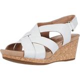 Clarks Women's Un Capri Step Wedge Sandal, White Leather, 7 B(M) US