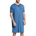 Livingsenburg Men Short Sleeve Cotton Robes Vintage Pajamas Pockets Nightgown