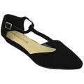 City Classified Women Casual Ballet Flat Shoes Mary Jane T-Strap BARRY-S Black Nubuck Suede 5.5