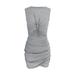 Sexy Crop Shirt Dress Ladies Fashion Bag Hip Dress High Waist Women Slim Dresses Gray XL