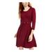 BCX Womens Red Long Sleeve Jewel Neck Above The Knee Fit + Flare Dress Size XXS
